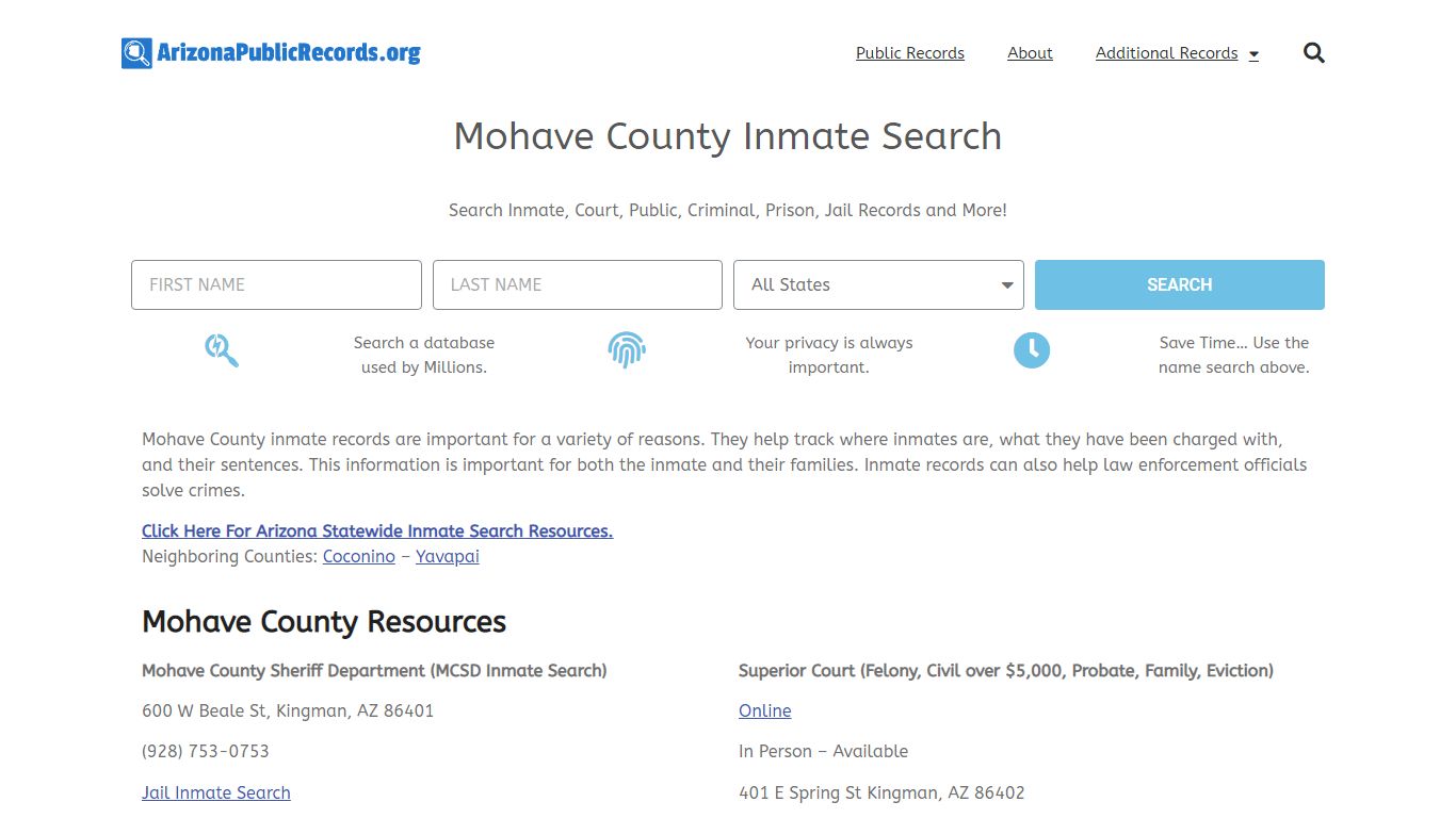 Mohave County Inmate Search - Current & Past MCSD AZ Jail Records